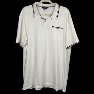 Ben Sherman Mens Golf Polo Size XL White Casual Short Sleeve Cotton Shirt